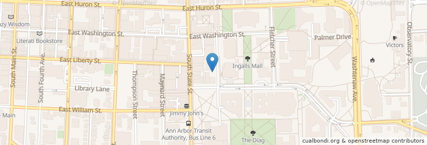 Mapa de ubicacion de Jamaican Jerk Pit en États-Unis D'Amérique, Michigan, Washtenaw County, Ann Arbor.