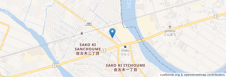 Mapa de ubicacion de 三重銀行 en 日本, 愛知県, 弥富市.