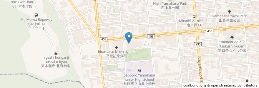 Mapa de ubicacion de 札幌市中央図書館 en ژاپن, 北海道, 石狩振興局, 札幌市, 中央区.