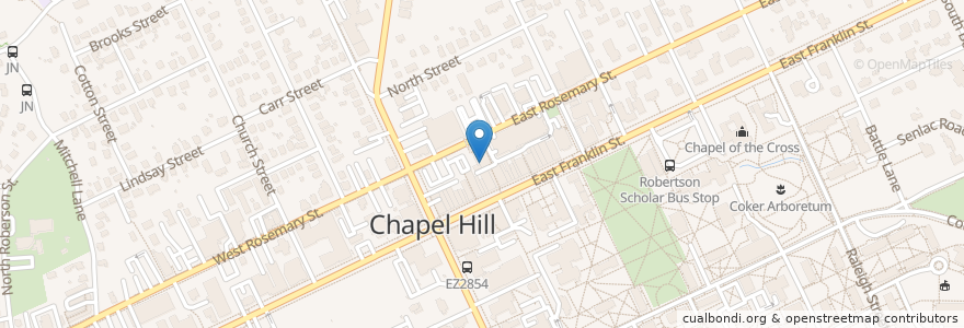 Mapa de ubicacion de R & R Grill en Amerika Syarikat, Carolina Utara, Orange County, Chapel Hill.