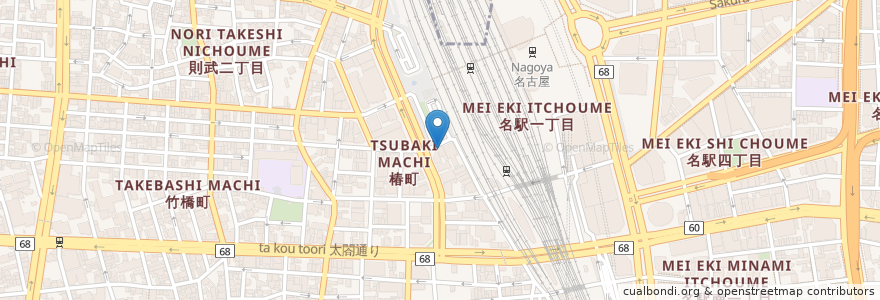 Mapa de ubicacion de 白木屋 en ژاپن, 愛知県, 名古屋市, 中村区.