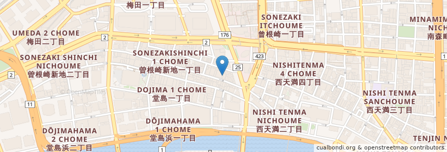 Mapa de ubicacion de Train Bar こだま en 日本, 大阪府, 大阪市, 北区.