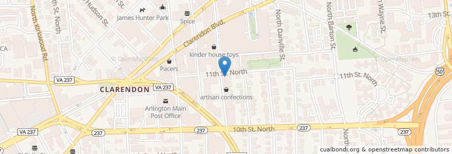 Mapa de ubicacion de Green Pig Bistro en アメリカ合衆国, バージニア州, Arlington County, Arlington.