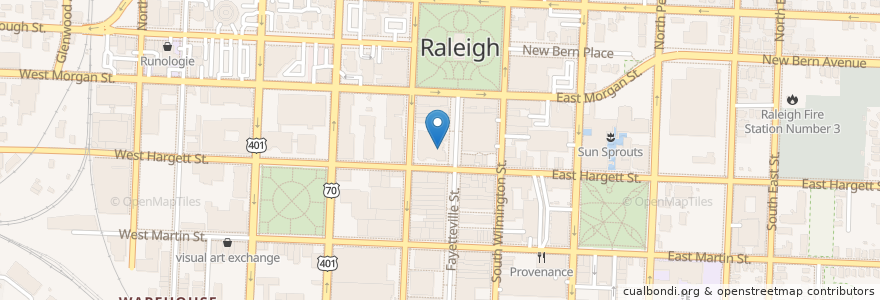 Mapa de ubicacion de Wells Fargo en 미국, 노스캐롤라이나, Wake County, Raleigh.