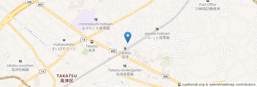 Mapa de ubicacion de タイムズ en Japón, Prefectura De Kanagawa, Kawasaki, 高津区.