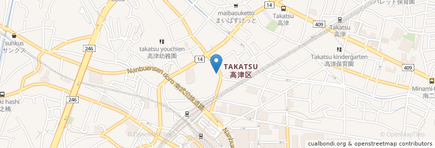 Mapa de ubicacion de タイムズ en Japão, 神奈川県, 川崎市, 高津区.