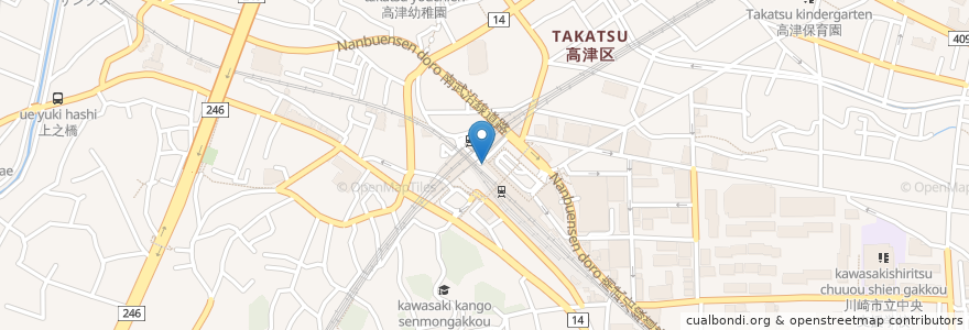 Mapa de ubicacion de マツモトキヨシ en Japão, 神奈川県, 川崎市, 高津区.