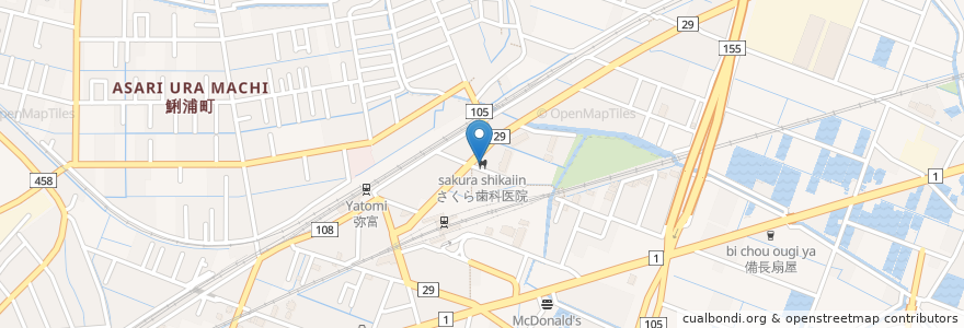 Mapa de ubicacion de さくら歯科医院 en 日本, 愛知県, 弥富市.