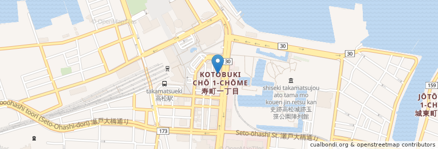 Mapa de ubicacion de 高松築港調剤薬局 en Giappone, Prefettura Di Kagawa, 高松市.