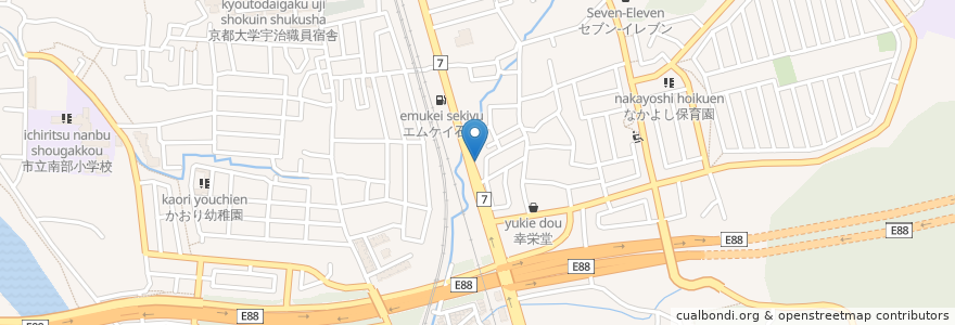 Mapa de ubicacion de すき家 en Japan, Präfektur Kyōto, 宇治市.