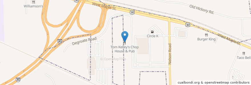 Mapa de ubicacion de Tom Kelley's Chop House & Pub en Estados Unidos De América, Illinois, Will County, New Lenox.