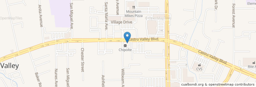 Mapa de ubicacion de Chipotle en Amerika Birleşik Devletleri, Kaliforniya, Alameda İlçesi.