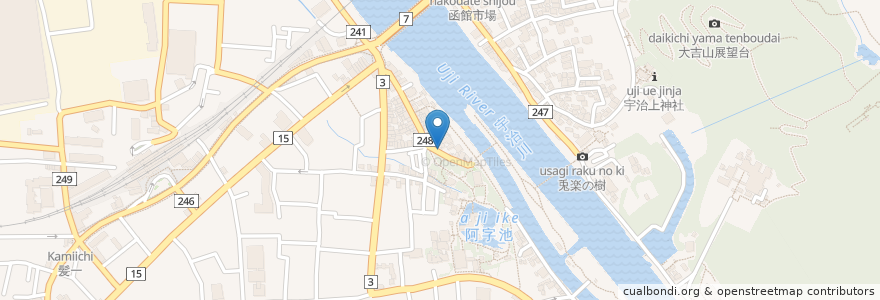Mapa de ubicacion de 赤門茶屋 en Jepun, 京都府, 宇治市.