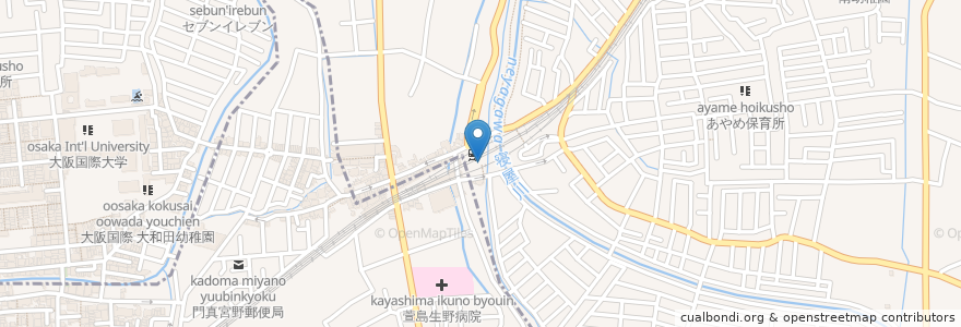 Mapa de ubicacion de 萱島神社 en Jepun, 大阪府, 寝屋川市.