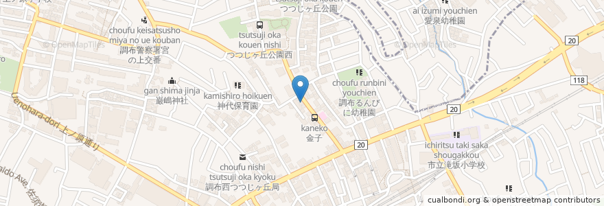 Mapa de ubicacion de 代一元 en Japonya, 東京都, 調布市.