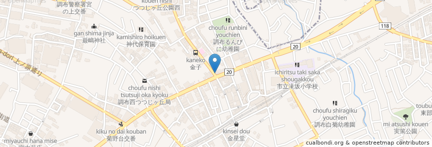 Mapa de ubicacion de Ebiken en 日本, 東京都, 調布市.