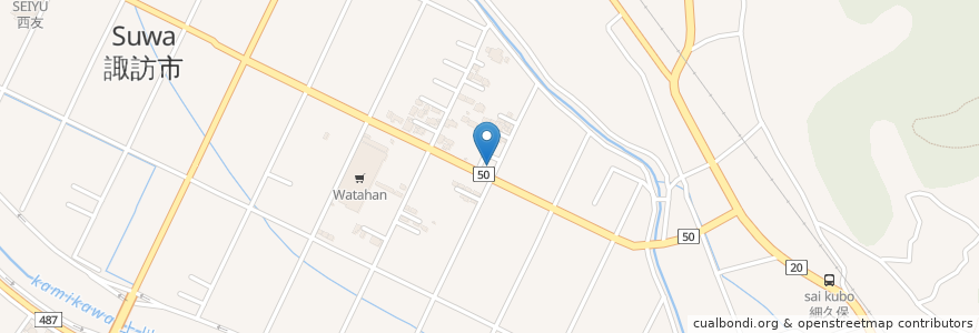 Mapa de ubicacion de スターバックス en Japonya, 長野県, 諏訪市.