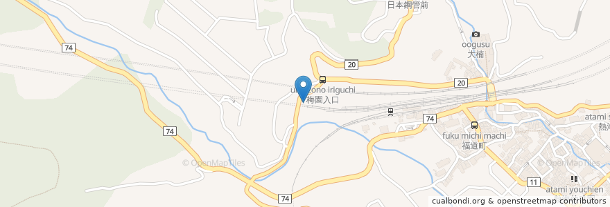 Mapa de ubicacion de 丹那神社 en 일본, 시즈오카현, 아타미시.