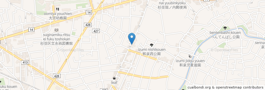 Mapa de ubicacion de 西山内科クリニック en Japonya, 東京都, 杉並区.