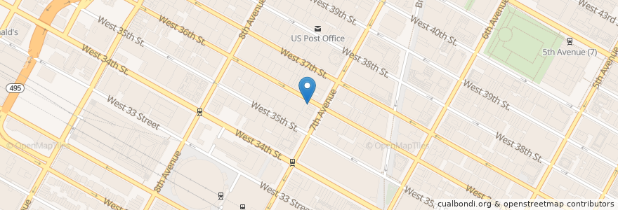 Mapa de ubicacion de Pig 'N' Whistle On 36th en ایالات متحده آمریکا, New York, نیویورک, New York County, Manhattan, Manhattan Community Board 5, Manhattan Community Board 4.