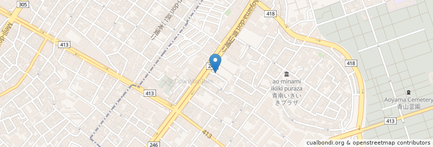 Mapa de ubicacion de 青山 麺飯坊 en 日本, 東京都, 渋谷区.
