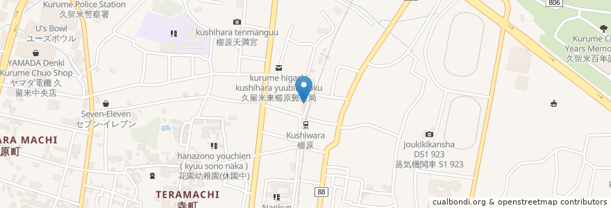 Mapa de ubicacion de だるま寿司 en 일본, 후쿠오카현, 久留米市.