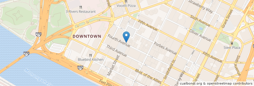 Mapa de ubicacion de Einstein Bros. Bagels en Stati Uniti D'America, Pennsylvania, Allegheny County, Pittsburgh.