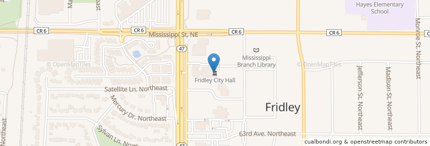 Mapa de ubicacion de Fridley City Hall en Estados Unidos Da América, Minnesota, Anoka County, Fridley.