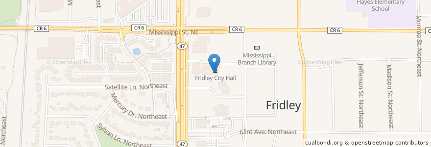 Mapa de ubicacion de Fridley Police en Verenigde Staten, Minnesota, Anoka County, Fridley.