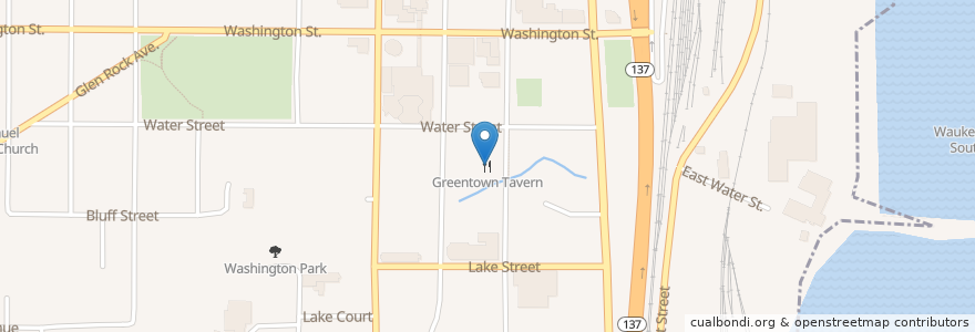 Mapa de ubicacion de Greentown Tavern en United States, Illinois, Waukegan.