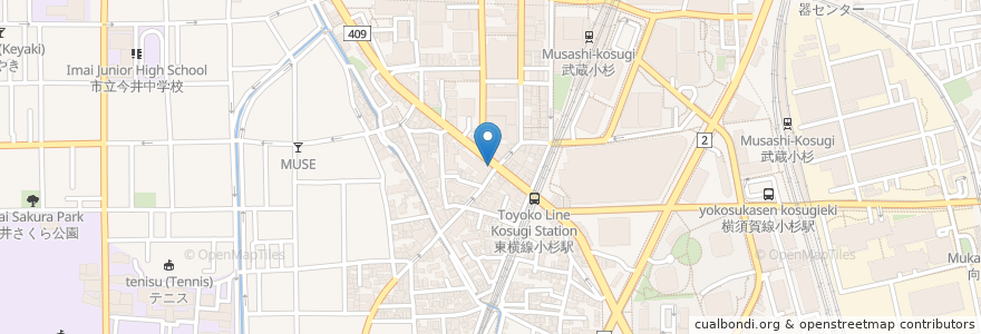 Mapa de ubicacion de Kau,Kau en اليابان, كاناغاوا, 川崎市, 中原区.