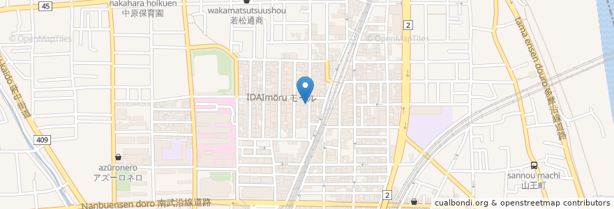 Mapa de ubicacion de くいもの屋わん en 日本, 神奈川県, 川崎市, 中原区.