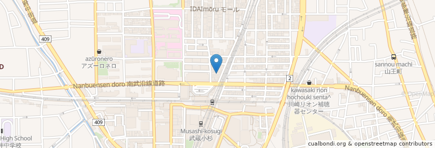 Mapa de ubicacion de 芝信用金庫武蔵小杉支店 en Япония, Канагава, Кавасаки, Накахара.