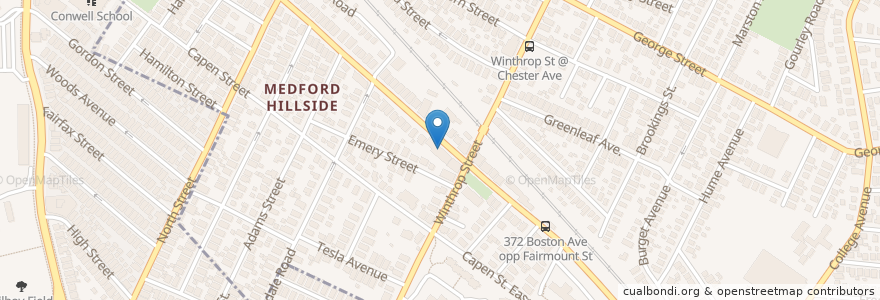 Mapa de ubicacion de Rose's Chinese Restaurant en 美利坚合众国/美利堅合眾國, 马萨诸塞州 / 麻薩諸塞州 / 麻省, Middlesex County, Medford.