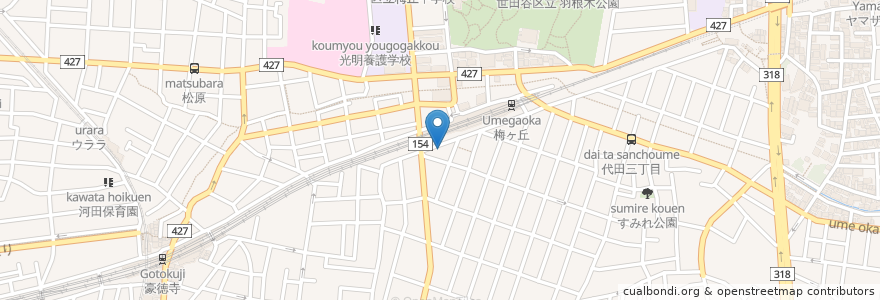 Mapa de ubicacion de 梅ヶ丘歯科クリニック en Japan, Tokyo, Setagaya.