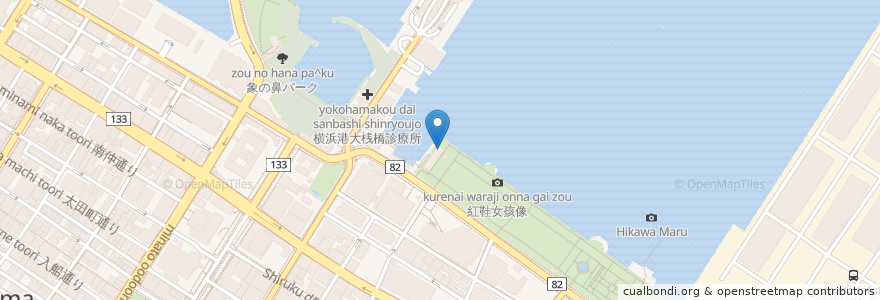 Mapa de ubicacion de スキップキッズカフェ 山下公園店 en 일본, 가나가와현, 요코하마시, 中区.