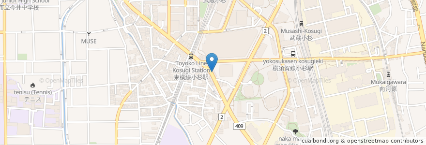 Mapa de ubicacion de Shotbar Moga en 日本, 神奈川県, 川崎市, 中原区.