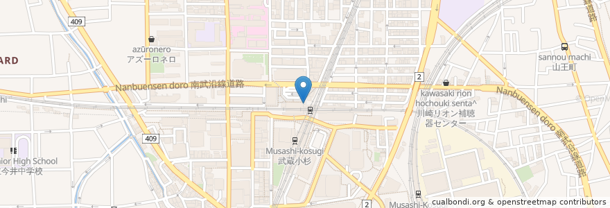 Mapa de ubicacion de 中原警察署武蔵小杉駅前交番 en Japan, Präfektur Kanagawa, 川崎市, 中原区.