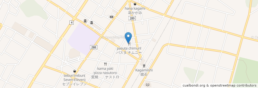 Mapa de ubicacion de パスタ チムニー en Giappone, Prefettura Di Fukushima, 岩瀬郡, 鏡石町.