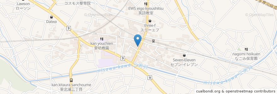 Mapa de ubicacion de 100円お好み焼き en ژاپن, 神奈川県, 川崎市, 多摩区.