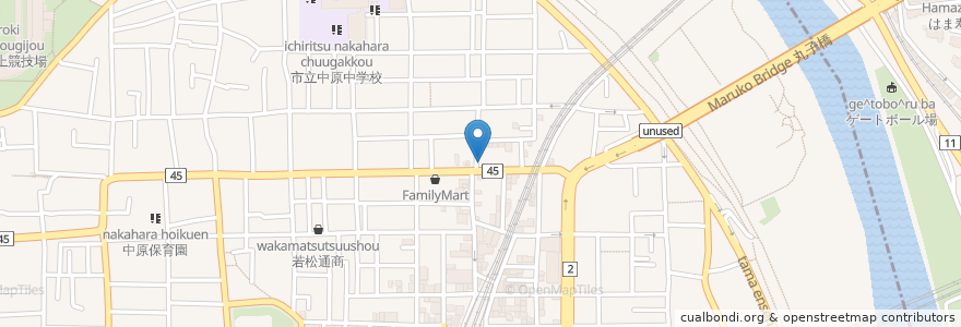 Mapa de ubicacion de 三井のリパーク en ژاپن, 神奈川県, 川崎市, 中原区.