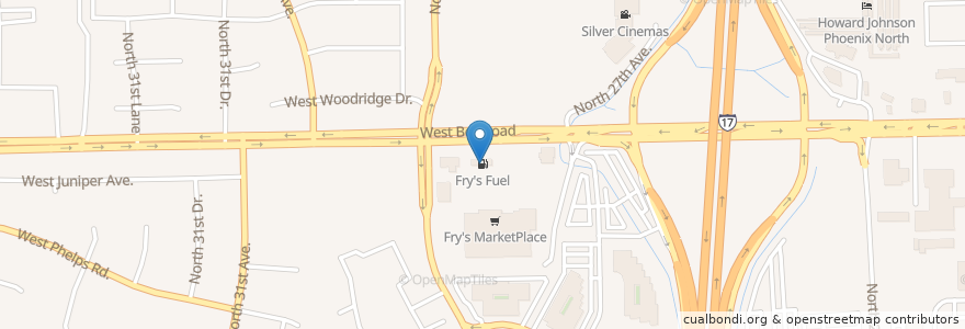 Mapa de ubicacion de Fry's Fuel en Amerika Birleşik Devletleri, Arizona, Maricopa County, Phoenix.