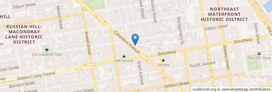 Mapa de ubicacion de Grant Avenue at Columbus Avenue en United States, California, San Francisco City And County, San Francisco.