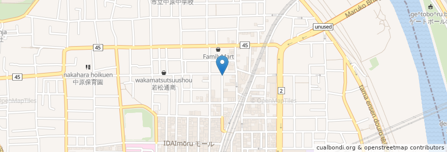 Mapa de ubicacion de Times en Japon, Préfecture De Kanagawa, Kawasaki, 中原区.
