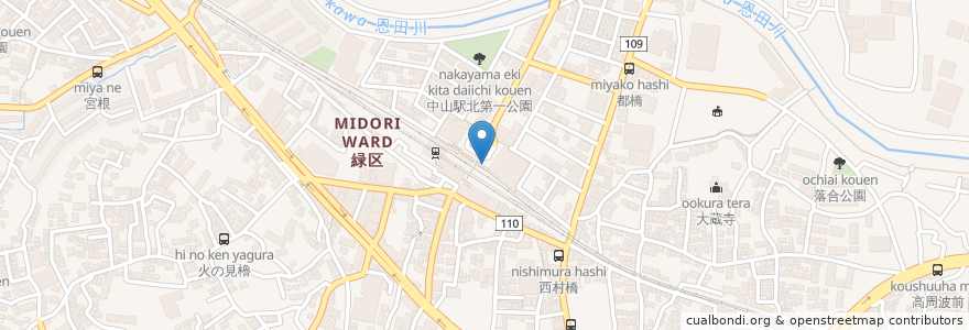 Mapa de ubicacion de 中山駅北口 公衆トイレ 61 en Japonya, 神奈川県, 横浜市, 緑区.