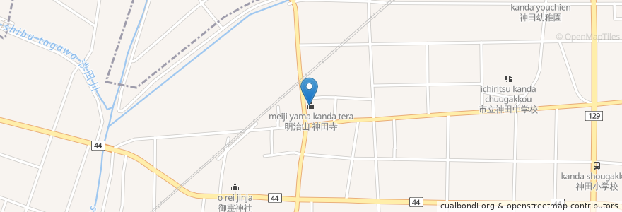 Mapa de ubicacion de 明治山 神田寺 en 日本, 神奈川県, 平塚市.