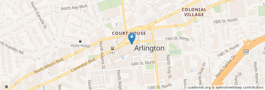 Mapa de ubicacion de Arlington Public Library- Plaza Branch en 미국, 버지니아, Arlington County, Arlington.