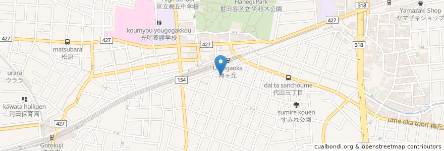 Mapa de ubicacion de 三菱東京UFJ銀行梅ヶ丘駅前出張所 en Japan, Tokio, 世田谷区.