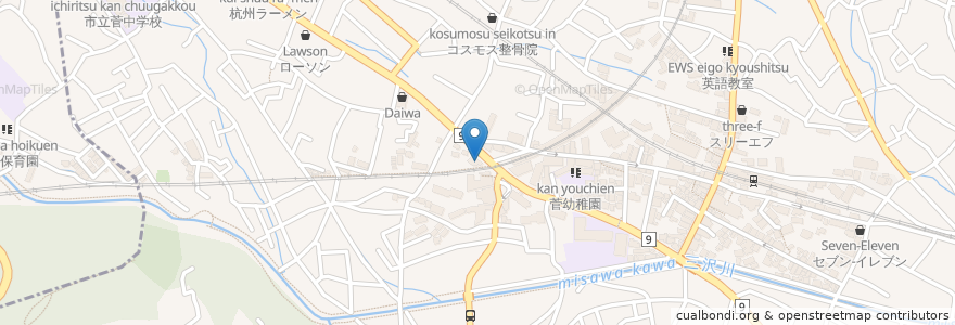 Mapa de ubicacion de 八千代銀行 稲田堤支店 en Japan, Präfektur Kanagawa, 川崎市, 多摩区.