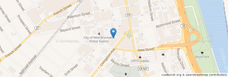 Mapa de ubicacion de Mason Gross School of the Arts en الولايات المتّحدة الأمريكيّة, نيو جيرسي, Middlesex County, New Brunswick.